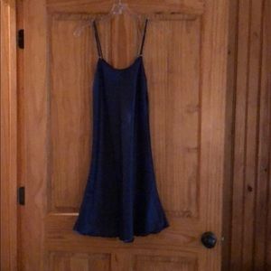 Navy blue silk slip dress